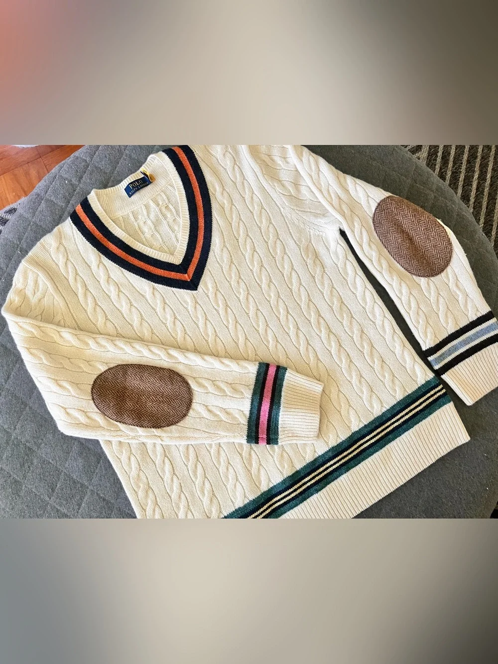 POLO Ralph Lauren XL Wool Cashmere Blend Cricket Cable Knit Sweater Orig $350